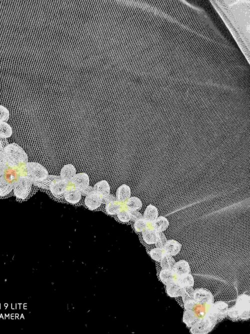 Velo ilusión flores marfil