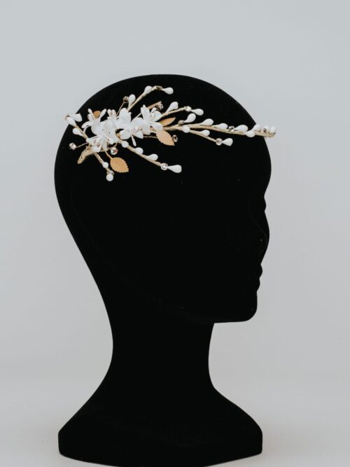 Tocado flor nacarado