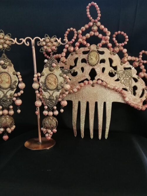 Conjunto camafeos coral y nude