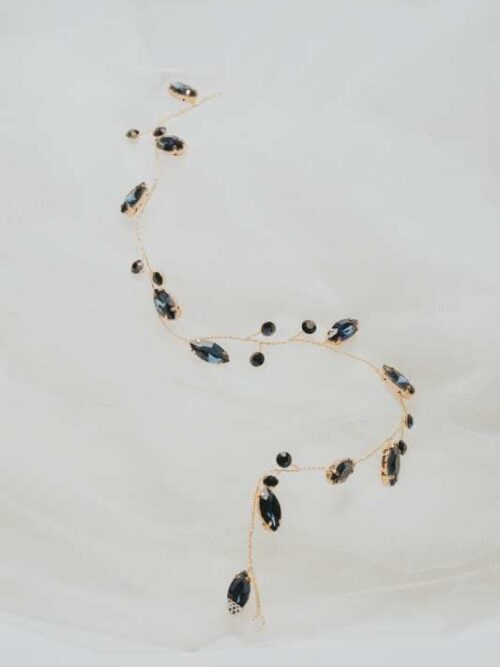 Tocado novia azul zafiro