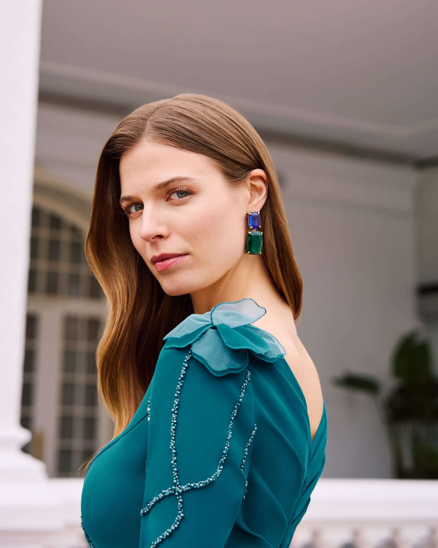 Vestido midi de crepé con drapeado